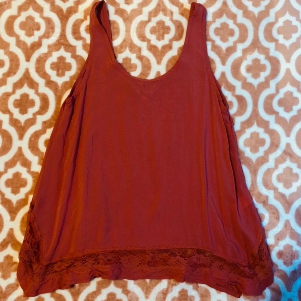Flowing Tank Top with Lace Accent